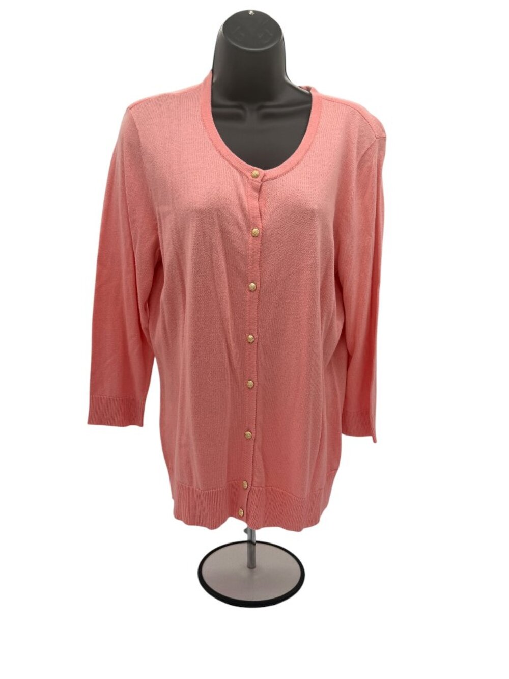 NWT. New York & Co. XL Pink 3/4-sleeve V-neck Button-up Sweater
